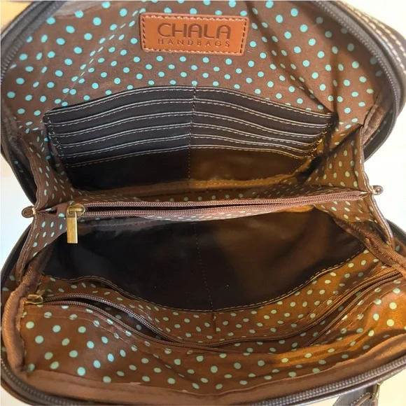 Chala Companion Organizer Brown Sunflower Vegan Leather Crossbody Bag - Picture 4 of 6